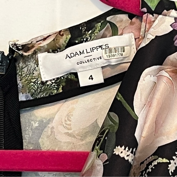 Adam Lippes Collective Women's Top Black Floral Sleeveless Wrap Blouse Size 4 - Picture 4 of 7